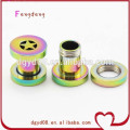 Moda começar rainbow cor de aço inoxidável túnel body piercing jóias